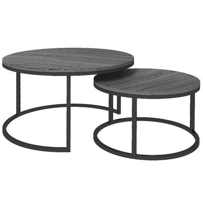 Nesting Tafels – Bijzettafeltjes – Salontafels – Stapelbare Tafels – Accent Tafels – Verstelbare Hoogte – Metaal Frame Zwart Houtlook