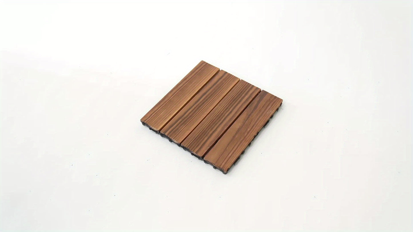 Hardhouten Terrastegels – Houten Vloertegels – Patio Tegels – Buiten Tegels – Interlock Tegels – 36 Stuks – Waterbestendig – 30,48 x 30,48 cm