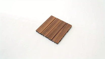 Hardhouten Terrastegels – Houten Vloertegels – Patio Tegels – Buiten Tegels – Interlock Tegels – 36 Stuks – Waterbestendig – 30,48 x 30,48 cm