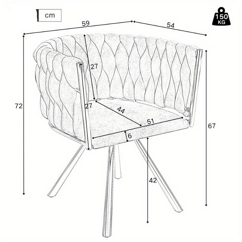 Eetkamerstoel – Bureaustoel – Draaifauteuil – Stoelenset – Linnen Bekleding – Licht Beige – Zwarte Metalen Poten – Draaibaar – Compact Formaat