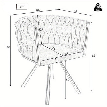 Eetkamerstoel – Bureaustoel – Draaifauteuil – Stoelenset – Linnen Bekleding – Licht Beige – Zwarte Metalen Poten – Draaibaar – Compact Formaat