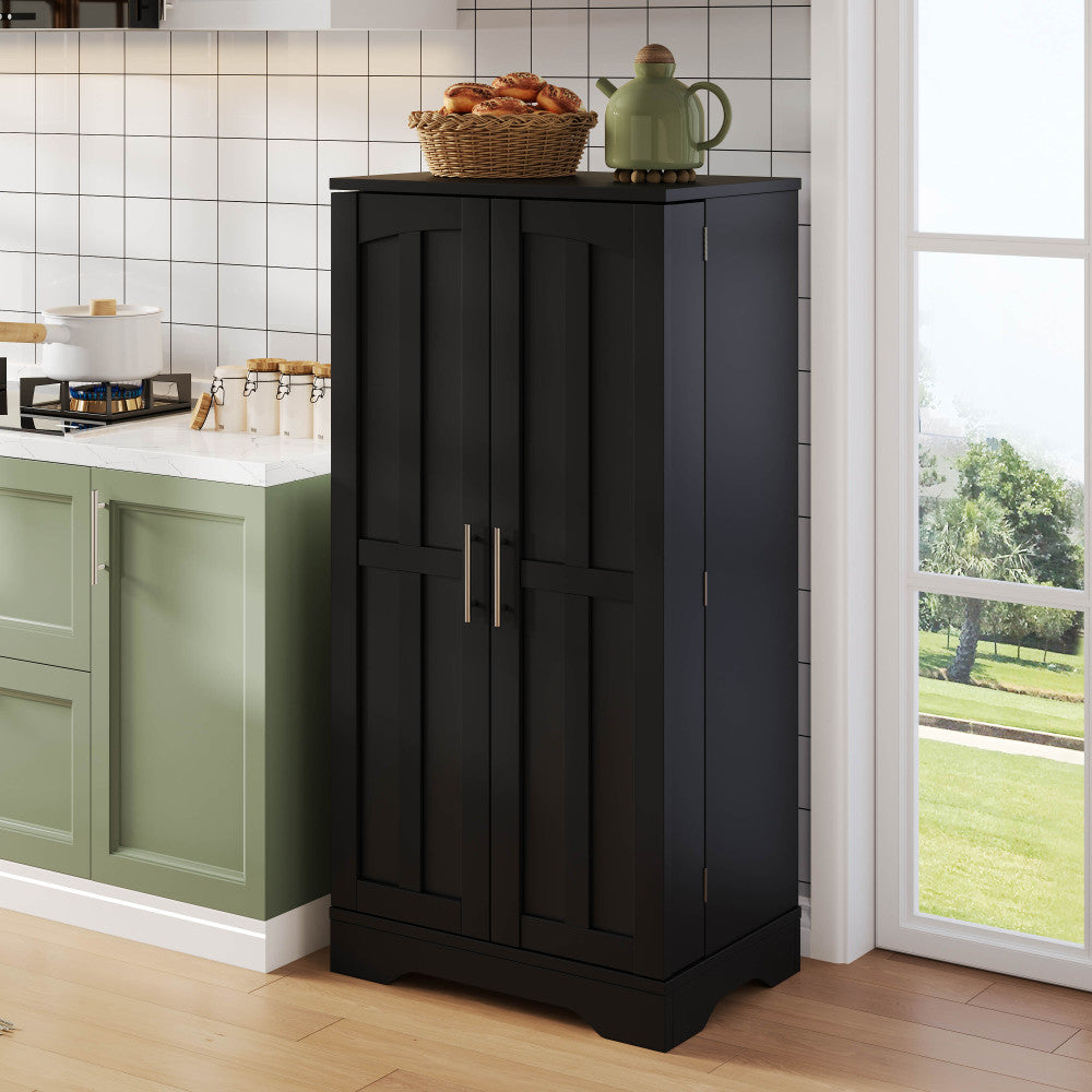 Keukenkast – Sideboard – Opbergkast – Buffetkast – Keukenmeubel – Zwart – 120x60x40 cm – Verstelbare Planken – Ruime Dubbele Deuren