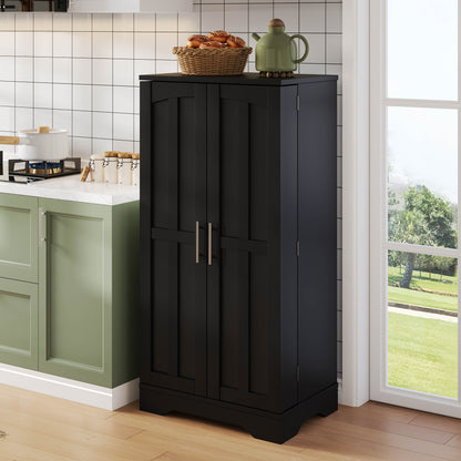 Keukenkast – Sideboard – Opbergkast – Buffetkast – Keukenmeubel – Zwart – 120x60x40 cm – Verstelbare Planken – Ruime Dubbele Deuren