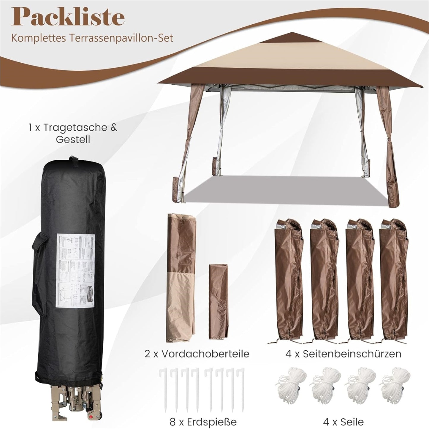 4x4 M Vouwpaviljoen – Partytent – Tuinkamer – Pop-up Tent – Paviljoen Met Wielen – Waterdicht – UV Bescherming 50+