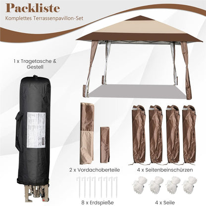 4x4 M Vouwpaviljoen – Partytent – Tuinkamer – Pop-up Tent – Paviljoen Met Wielen – Waterdicht – UV Bescherming 50+