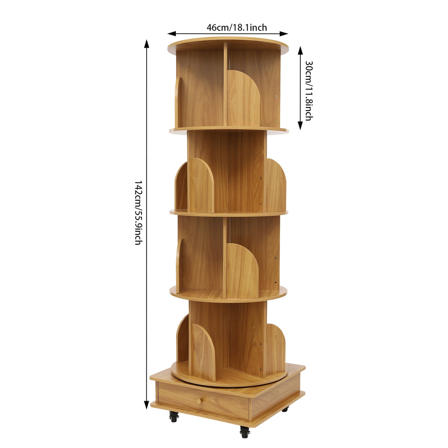 Four-story movable bookshelf-log color