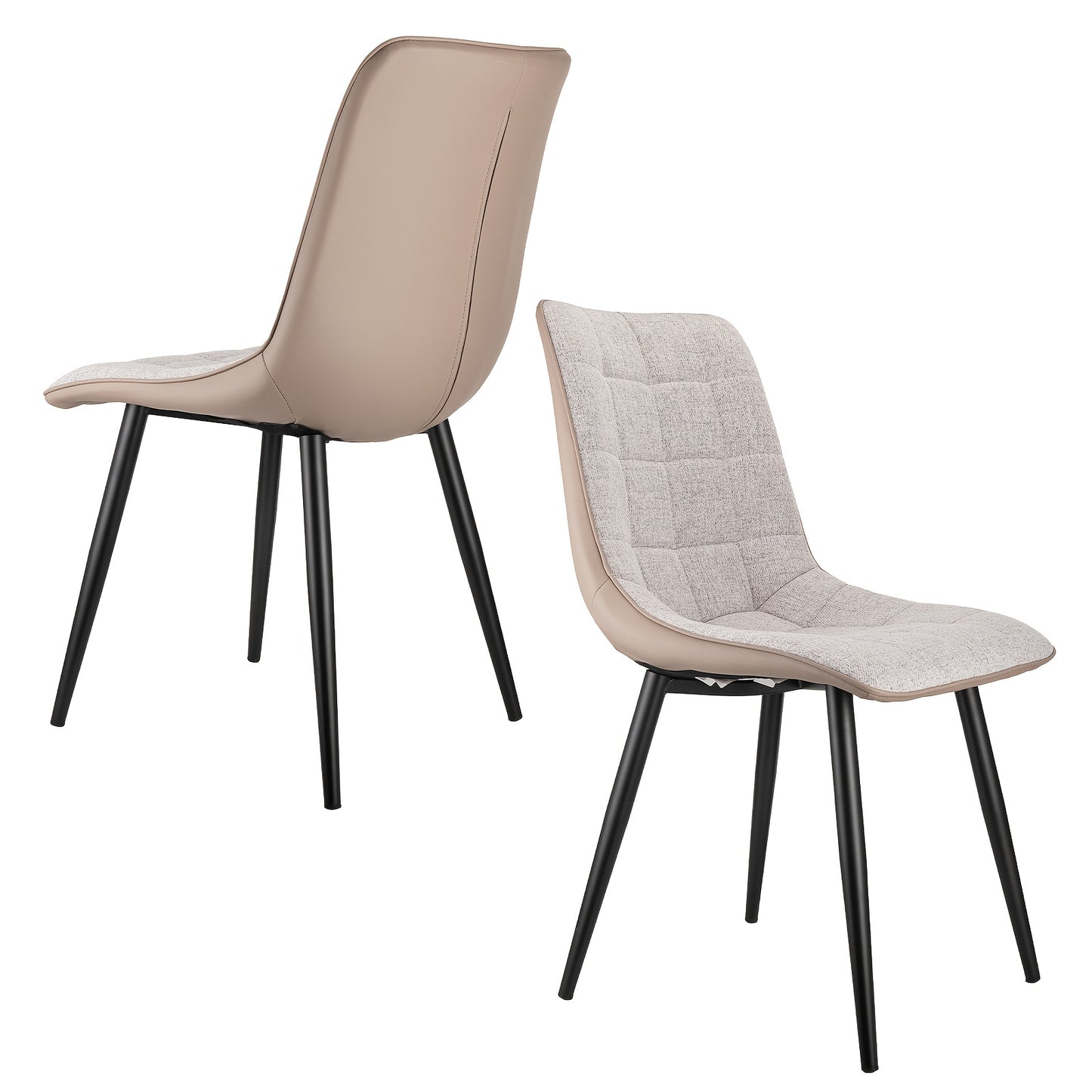 Eetkamerstoel – Keukenstoel – Stoel – Kuipstoel – Zitstoel – Set van 2 – Metalen Frame – Makkelijk Schoon te Maken – Modern Grijs – Voor Harde Vloeren