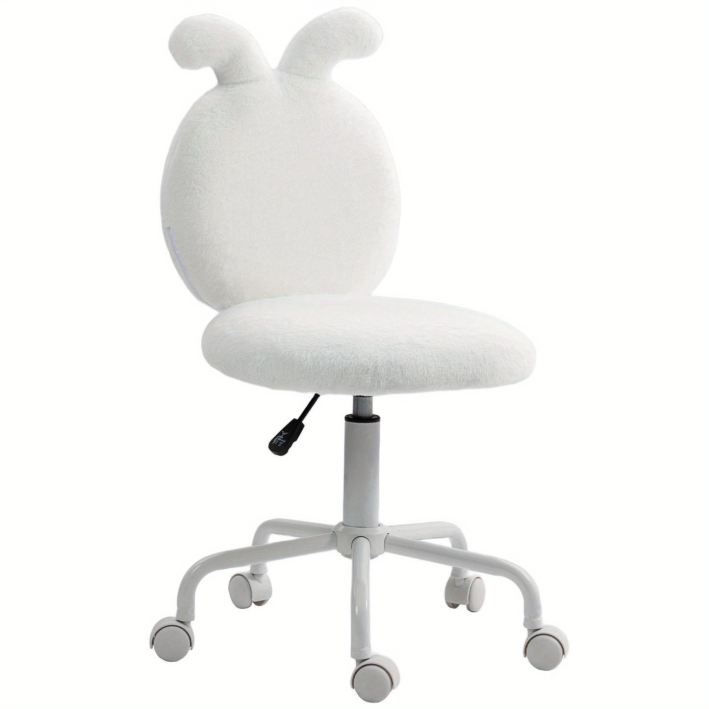 Bureaustoel – Draaistoel – Kantoorstoel – Office Chair – Werkstoel – Verstelbare Hoogte – Hardhouten Frame – Pluche Kussens – Zachte Schuimvulling – Vijfwielige Basis – Ergonomische Arm- en Rugleuning – Wit