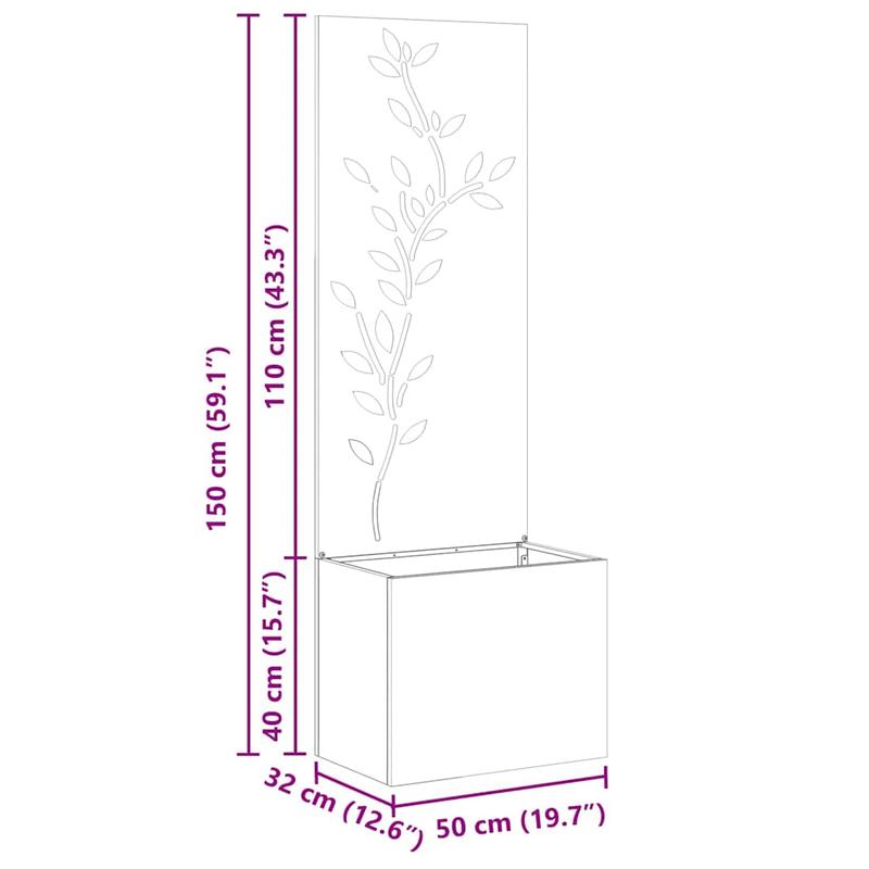 Grote Zwarte Metalen Bloempot – Outdoor Plantenbak – Balkon Bloembak – Moderne Tuinbak – Verticale Plantenbak – Duurzame Metaalconstructie – 50x140 cm Space-Saving Design