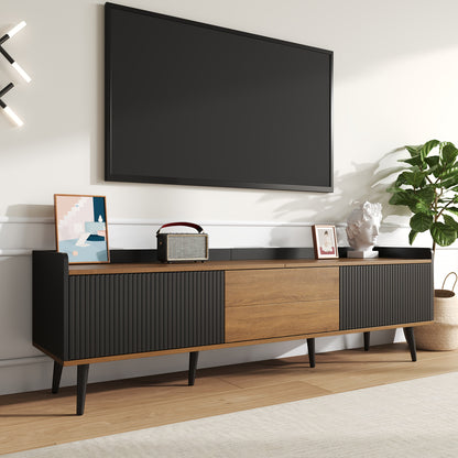 Tv-meubel – TV-Standaard – TV-Kast – Media Console – TV-Dressoir – Duurzaam Bamboe – Compact 3-Deurs Opbergruimte – Vrijstaand – Hoogte 68,5 cm