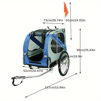 Hondenwagen – Hondenbuggy – Huisdierenwagen – Wandelwagen – Fietskar – Opvouwbaar – Stalen Frame Met Oxford Stof – Max. Draaggewicht 40 kg – Blauw/Groen/Oranje/Zwart