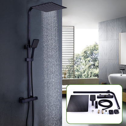Douchekolom Zwart – Douchepaneel – Regendouche – Thermostaatkraan – Handdouche – 30x30 cm Regendouche – Veilig Thermostaatventiel