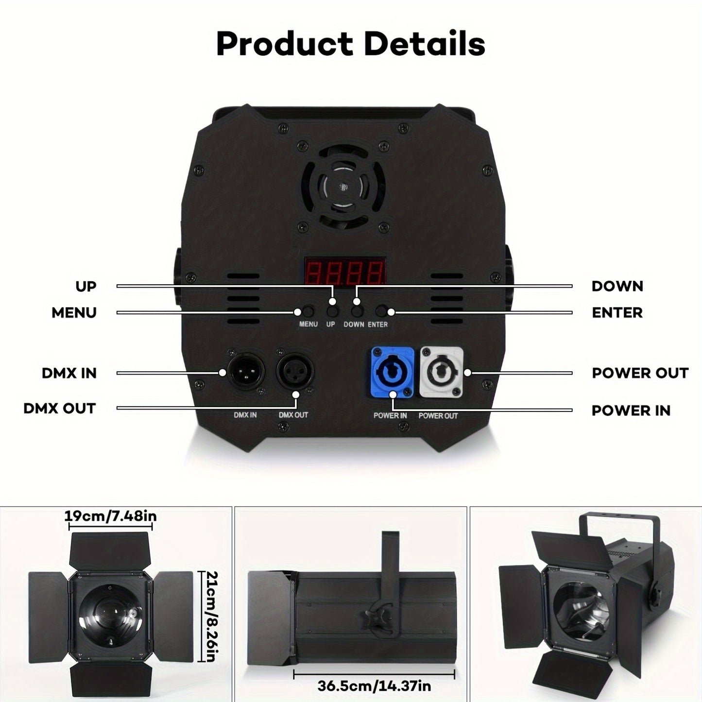 200W Focusing Face Light – Podiumverlichting – Feestverlichting – DJ Lamp – Evenementenlamp – Instelbare Bundelhoek – Geïntegreerde Audio-Reactie