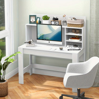 Bureau – Computertafel – Bureautafel – Werkplektafel – Schrijftafel – Modern Wit – MDF & Houtcomposiet – Ruim Tafelblad 120x54 cm – Kabeldoorvoer