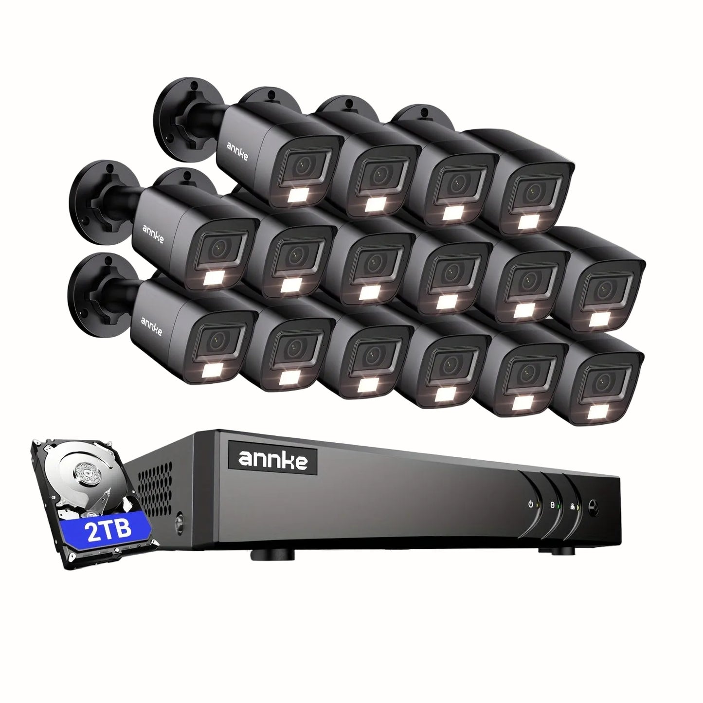 Beveiligingscamera – Camerabewaking – Bewakingscamera – Buitencamera – IP-camera – 16x 1080P Full HD – AI Detectie Mens & Voertuig – 2TB Opslag