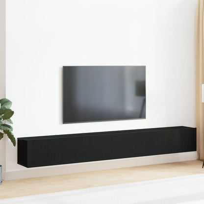 Set di Mobile TV a 3 Pezzi in Wood Ingegnerizzato Nero Practical Removable