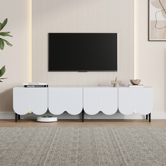 Tv Meubel – Tv Kast – TV Meubel Set – Televisiekast – Witte Moderne Tv Kast – 180x40x45 cm – Geschikt voor TV tot 80 inch – Dubbele Deuren met Kabelbeheer