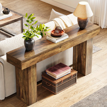 Sidetable – Consoletafel – Wandtafel – Haltafel – Sofa Tafel – Multifunctioneel – Houtfineer MDF – 160x35x85 cm – Rustieke Stijl