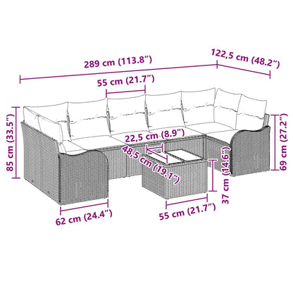 Modulaire Tuinbank – Loungeset Buiten – Tuinmeubel – Buitenbank – Balkonbank – Handgeweven Kunststof Riet – Weerbestendig Met Afneembare Kussens – Beige Grijs