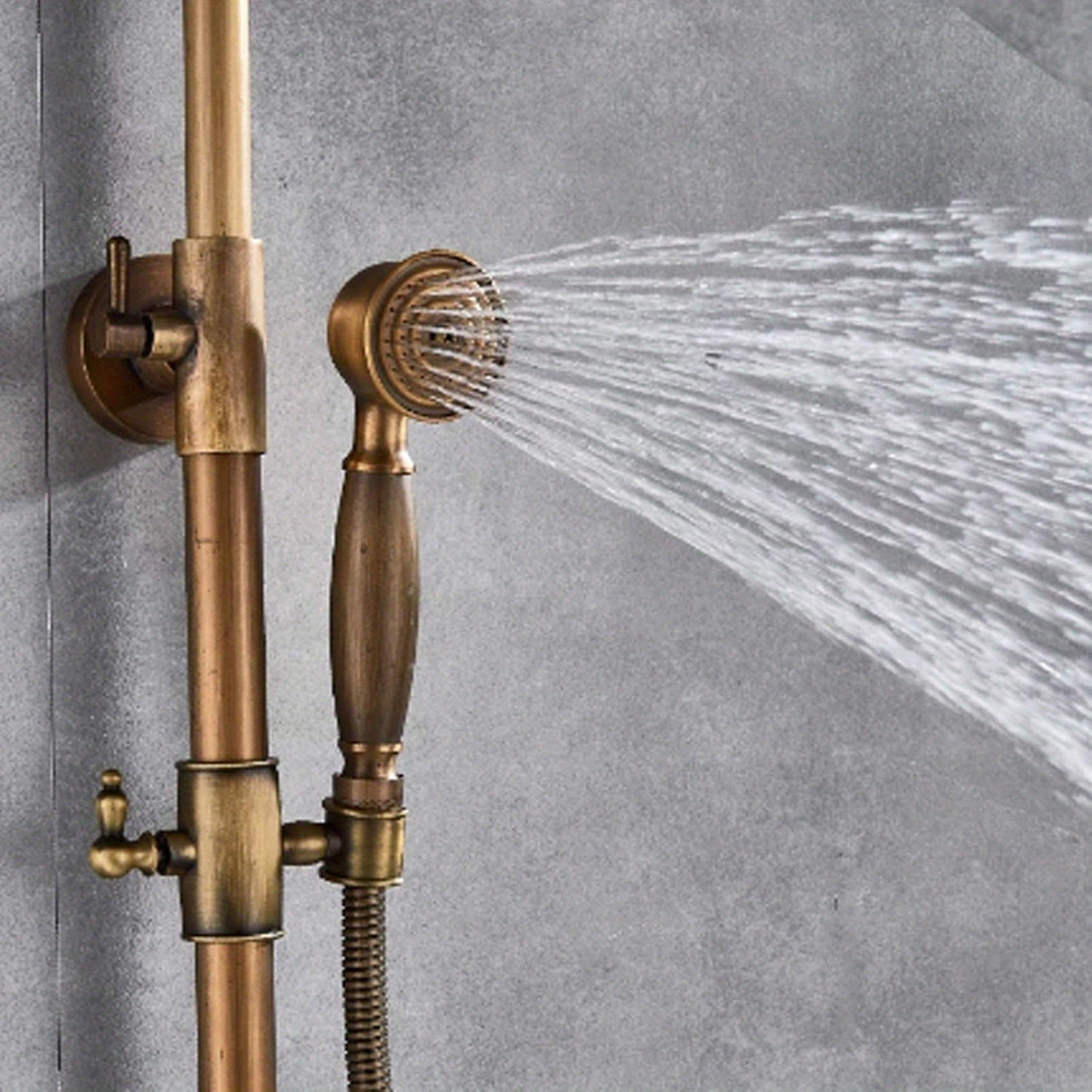 Vintage Douche Systeem – Douche Set – Regendouche – Handdouche – Douchearmatuur – Antiek Messing – 360° Draaibare Douchekop – Duurzaam En Waterbestendig