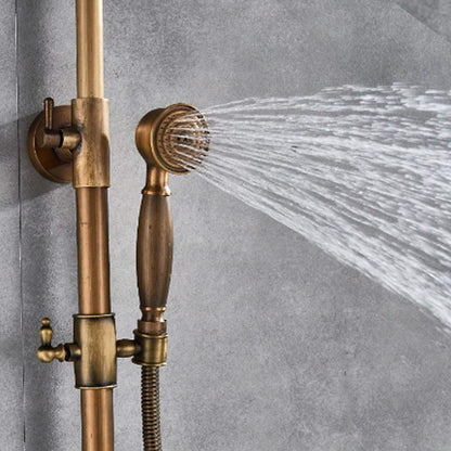 Vintage Douche Systeem – Douche Set – Regendouche – Handdouche – Douchearmatuur – Antiek Messing – 360° Draaibare Douchekop – Duurzaam En Waterbestendig
