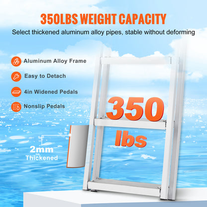 Aluminium Steigerladder – Steigertrap – Bootladder – Zwemtrap – Watertrap – 5 Brede Antislip Treden – Opklapbaar & Corrosiebestendig
