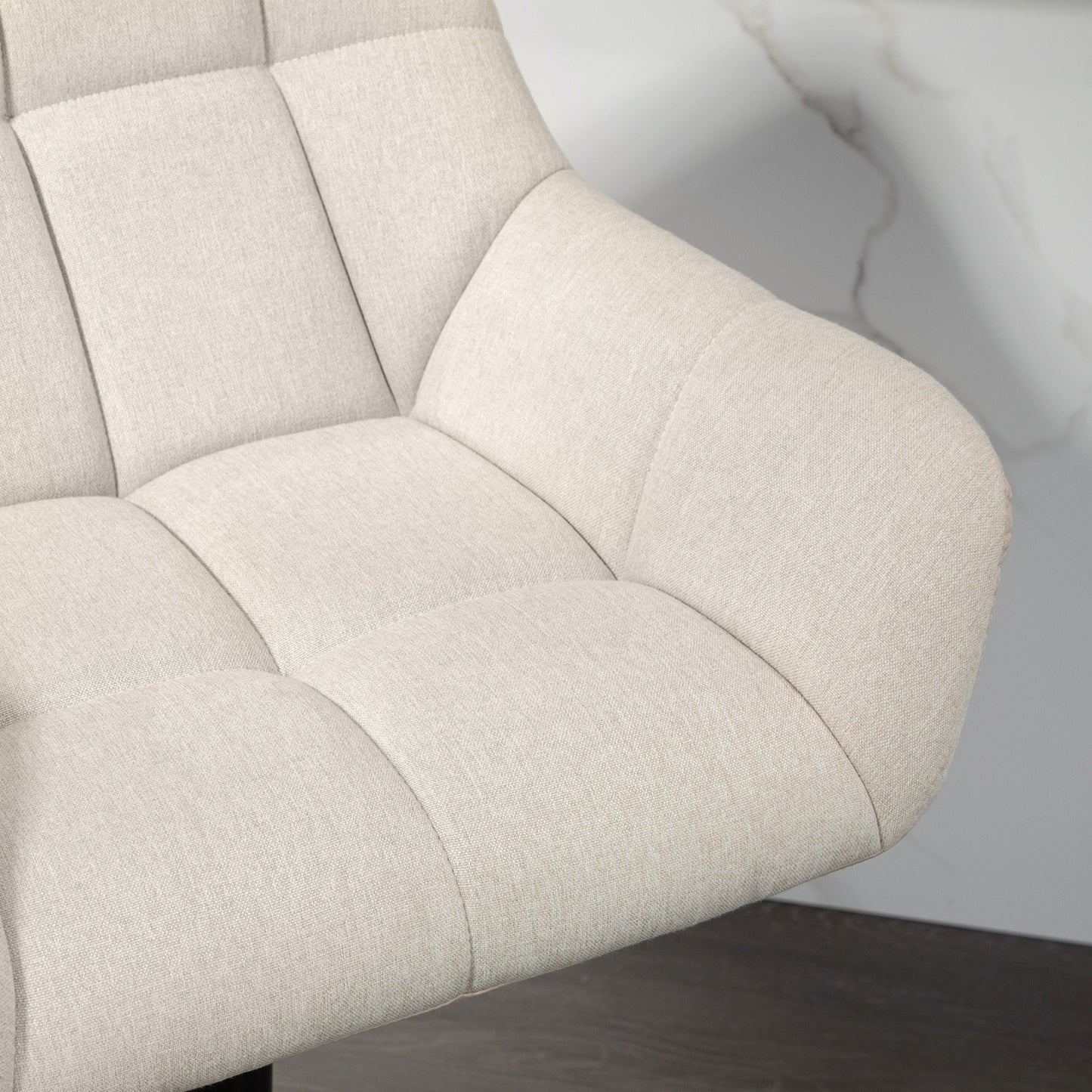 Barkrukken – Barstoelen – Krukken – Zitstoelen – Set van 2 – Verstelbare Zithoogte – Kunstleer Linnenlook Crème Zwart