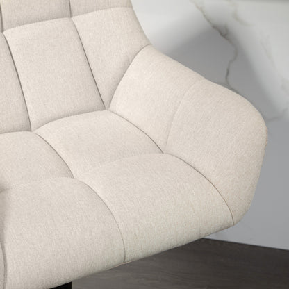 Barkrukken – Barstoelen – Krukken – Zitstoelen – Set van 2 – Verstelbare Zithoogte – Kunstleer Linnenlook Crème Zwart