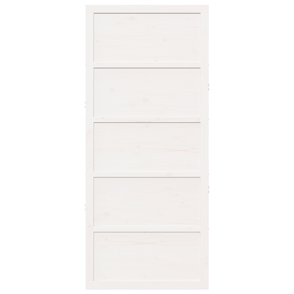 Houten Schuifdeur – Binnendeur – Raumtebesparende Deur – Glijdende Deur – Binnendeur Schuifpaneel – Massief Dennenhout – Wit Design – 100x208 cm – Stil en Soepel