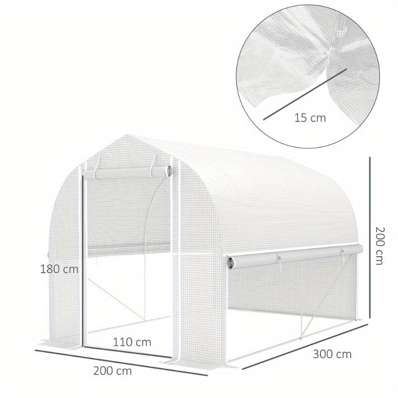 Kas – Tuinkas – Groentetent – Serre – Plantentent – UV-bestendig – 3x2x2m Galvaniseerd Staal Frame