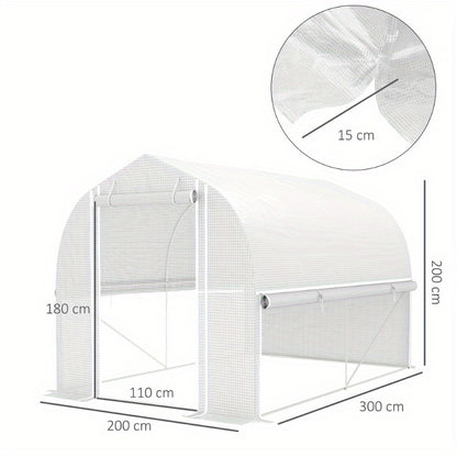 Kas – Tuinkas – Groentetent – Serre – Plantentent – UV-bestendig – 3x2x2m Galvaniseerd Staal Frame