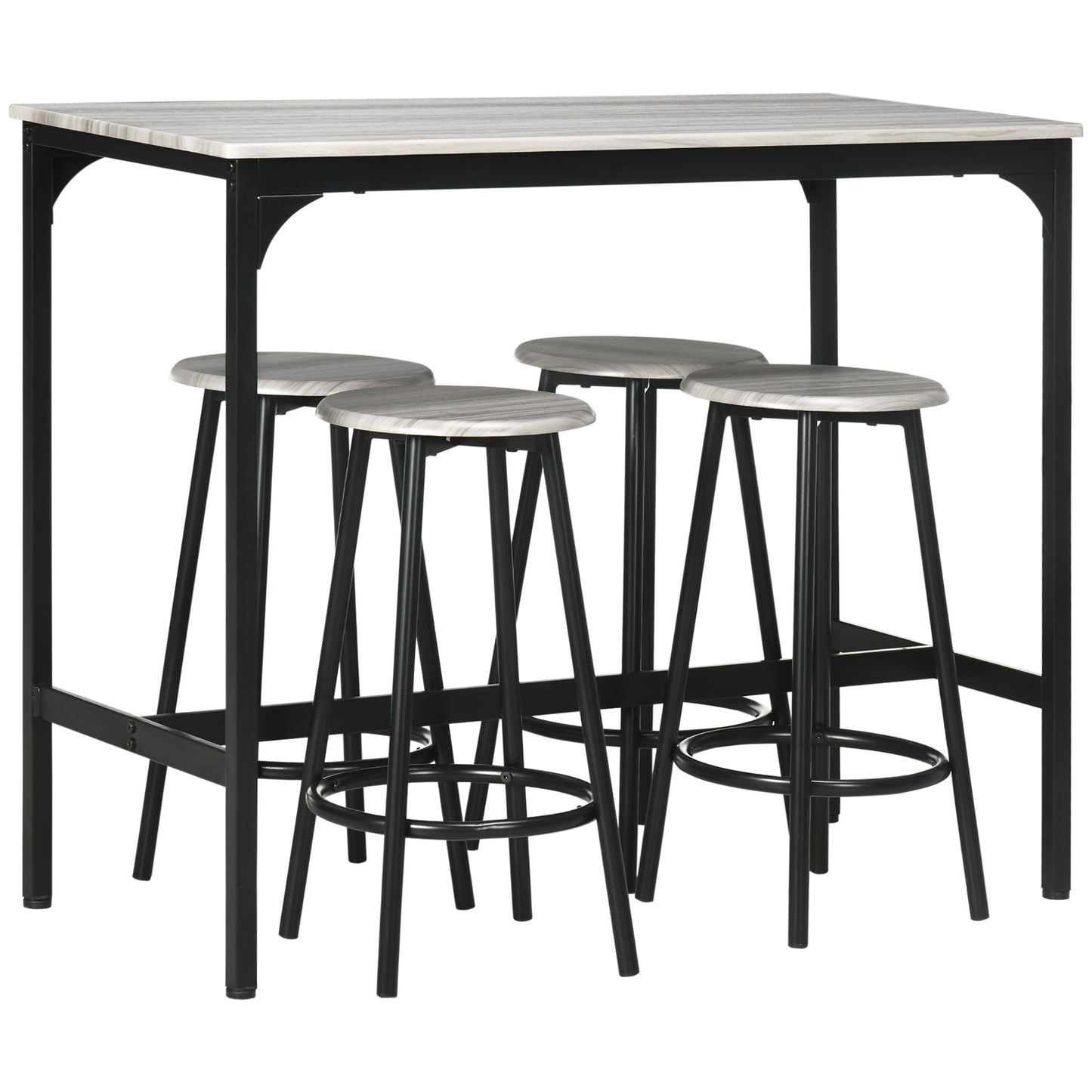 Bartafelset – Barkrukken Set – Bistro Tafel – Hoge Eettafel – Keukentafel – Industrieel Design – Metaal Met Houtlook – 110x50x89,5 cm