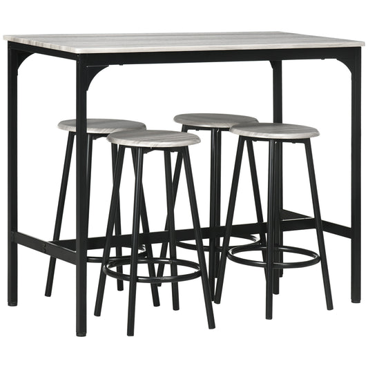 Bartafelset – Barkrukken Set – Bistro Tafel – Hoge Eettafel – Keukentafel – Industrieel Design – Metaal Met Houtlook – 110x50x89,5 cm