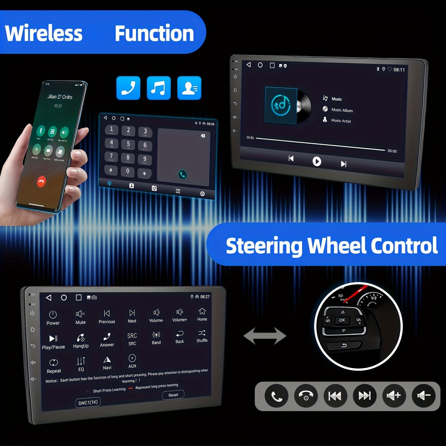 Android Autoradio – Multimedia Speler – Navigatiesysteem – Car Stereo – 2-DIN Radio – 9 Inch IPS Scherm – Android 14 – Inclusief Camera & DVR
