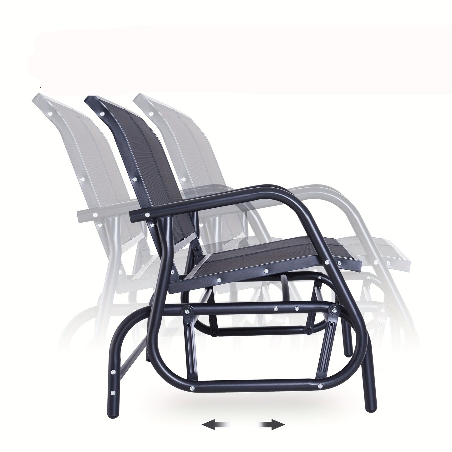 Tuinstoel – Tuinbank – Schommelstoel – Buitenbank – Outdoor Meubel – 2 Persoons – Stalen Frame – Zwart