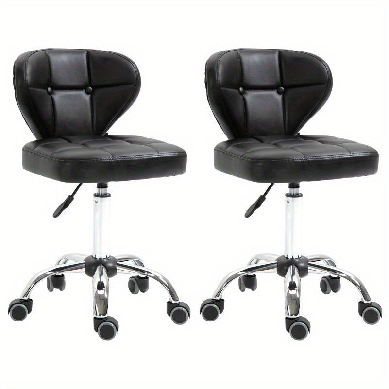 Barkruk – Barstoel – Draaistoel – Kruk – Zitstoel – Verstelbare Zithoogte 72-87 cm – Donkergrijs Synthetisch Staal – Met Rugleuning – Set van 2