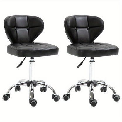 Barkruk – Barstoel – Draaistoel – Kruk – Zitstoel – Verstelbare Zithoogte 72-87 cm – Donkergrijs Synthetisch Staal – Met Rugleuning – Set van 2