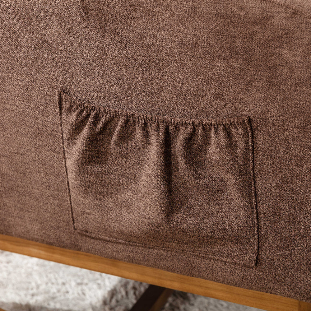 Schommelstoel – Relaxstoel – Fauteuil – Loungestoel – Accentstoel – Mid-Century Modern Design – Hoog Gewatteerd Rugkussen – Koffiebruin Met Memory Foam