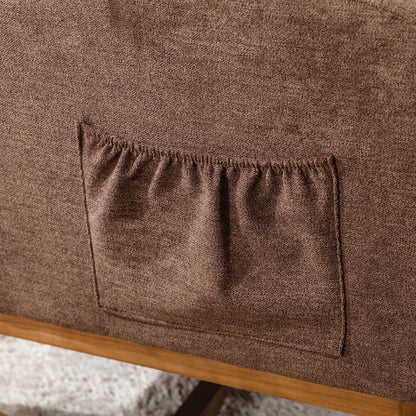 Schommelstoel – Relaxstoel – Fauteuil – Loungestoel – Accentstoel – Mid-Century Modern Design – Hoog Gewatteerd Rugkussen – Koffiebruin Met Memory Foam