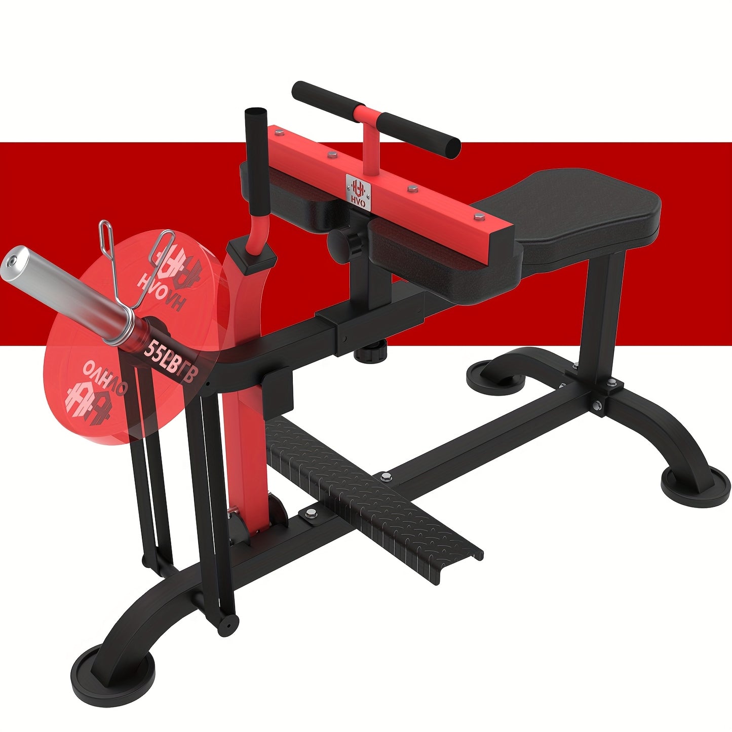 Kuittrainer – Calf Raise Machine – Kalfmachine – Kuitspiertrainer – Thuis Fitnessapparaat – Stevig IJzer – Compact Design – Zwart/Rood