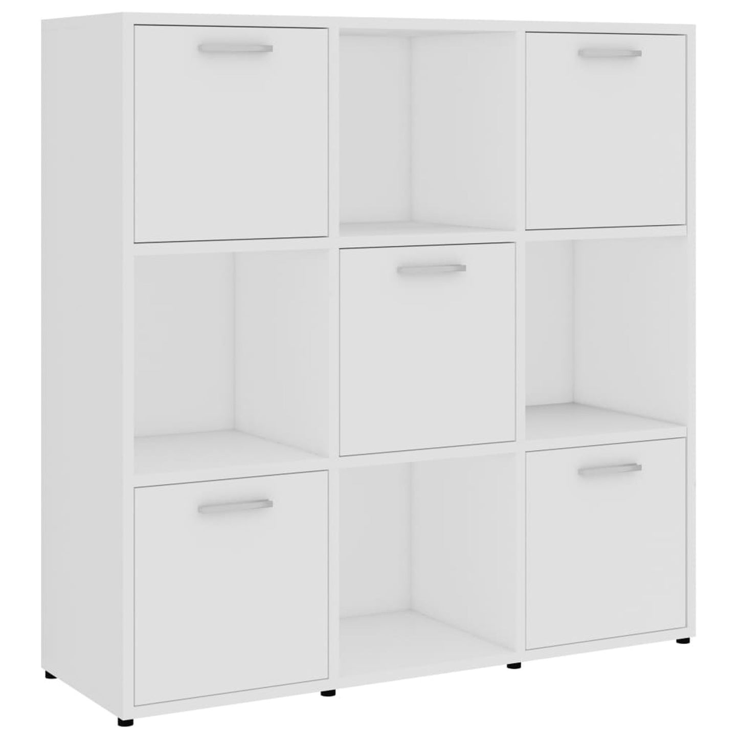 Boekenkast – Boekenrek – Opbergkast – Wandkast – Kubus Kast – Modern Wit Design – 90x90x30 cm – Met Open Vakken en Lades
