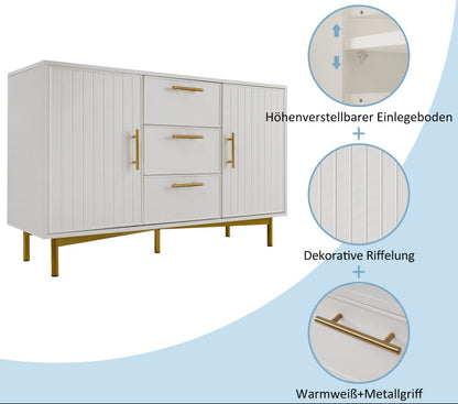 Kledingkast – Garderobekast – Opbergkast – Dichte Kast – Slaapkamerkast – Wit – 2 Deuren & 3 Lades – Metaal & Spaanplaat – Compact 75x120x40 cm