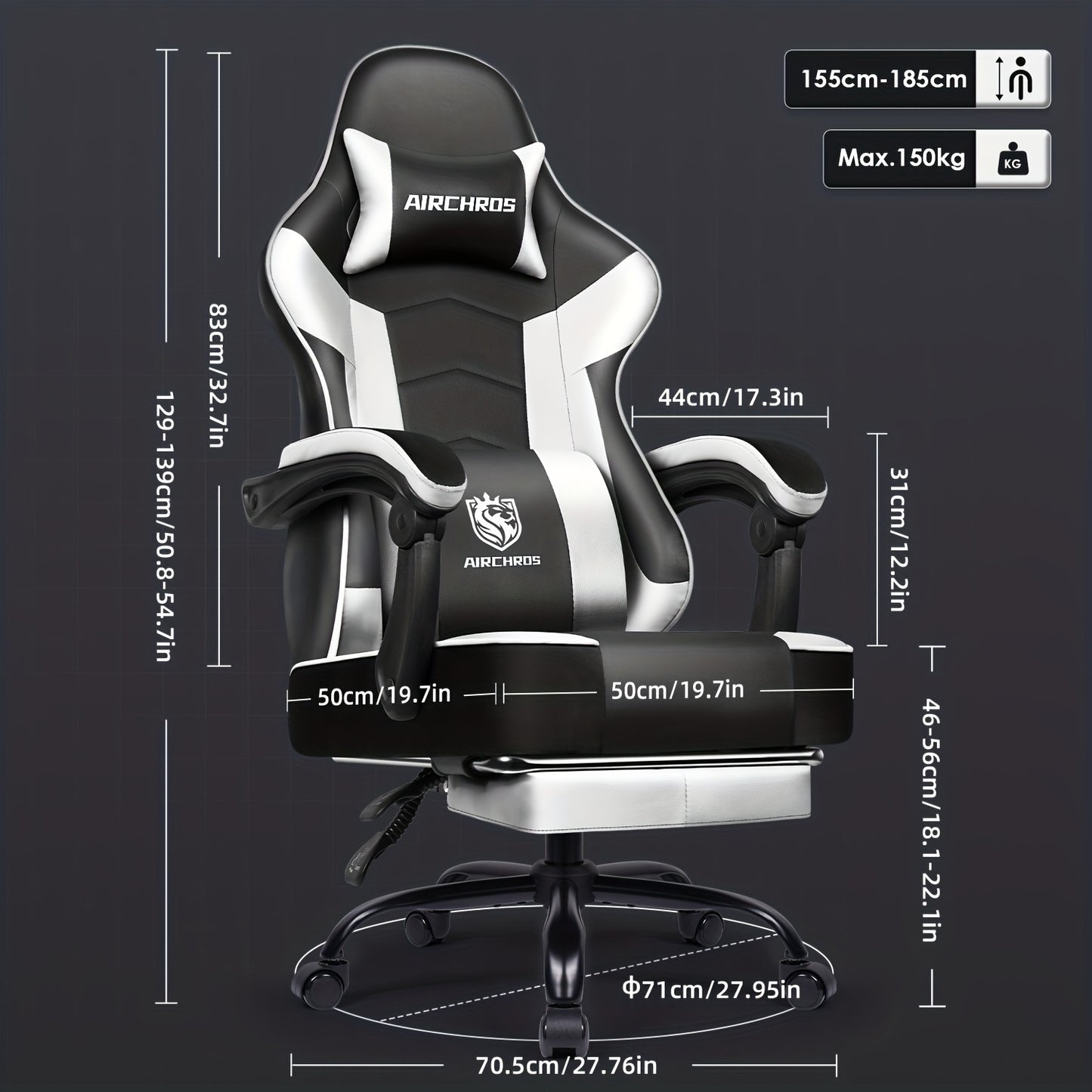 Gamingstoel – Gamestoel – Bureaustoel – Gaming Chair – Game Stoel – Ergonomisch Design – Verstelbare Rugleuning met Voetensteun