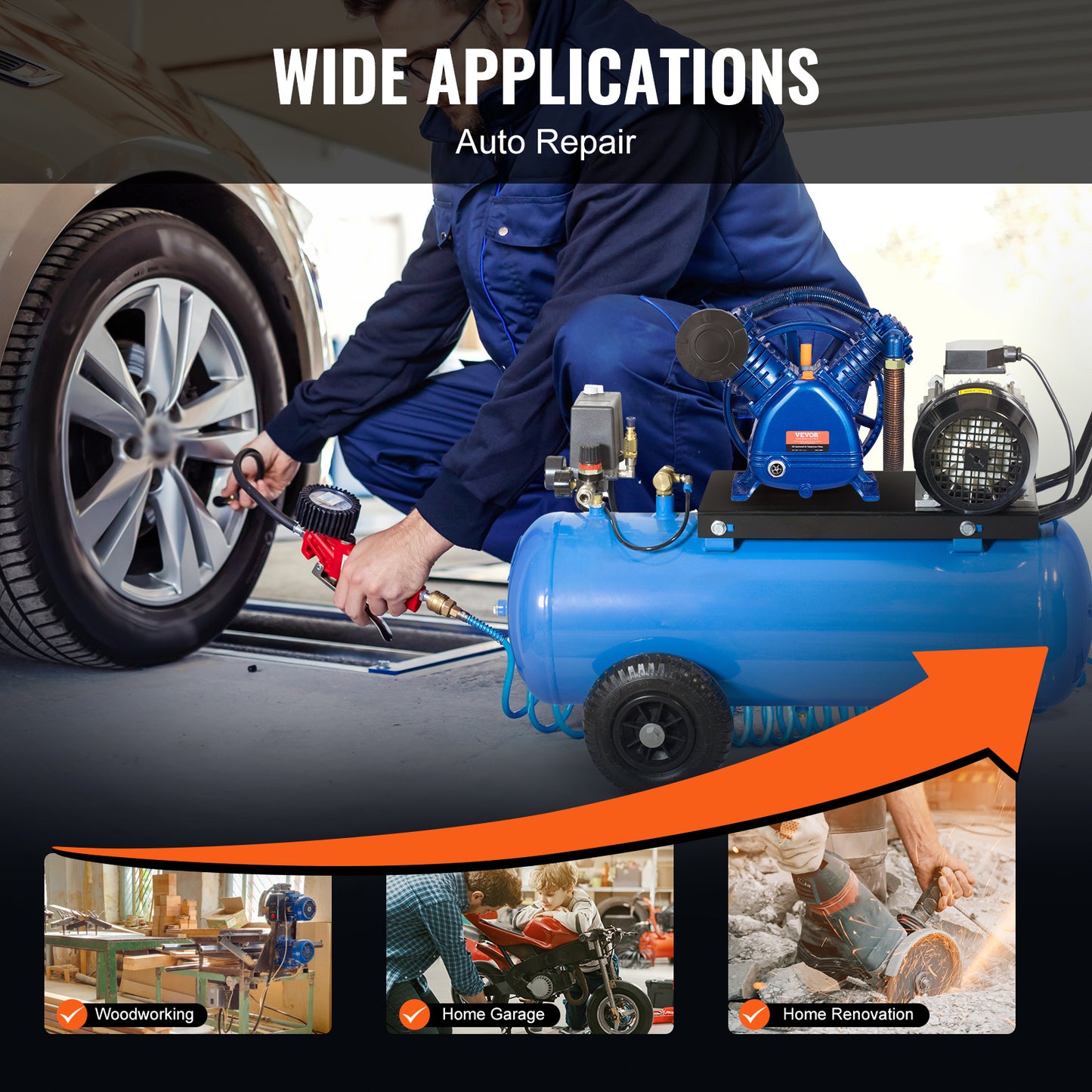 Compressorkop – Luchtcompressorpomp – Pompkop – Dubbelcilinder Compressor – Pistonpomp – 5,5PK Vermogen – Gietijzeren Duurzaam Design