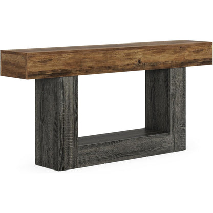 Sidetable – Sofa Tafel – Haltafel – Wandtafel – Landelijke Sidetable – Vintage Bruin & Grijs – Extra Lang 160 cm – Duurzaam Samengesteld Hout