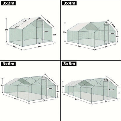 Kippenren – Kippenhok – Buitenren – Pluimveehok – Dierenren – 3x4x2m – Verzonken Stalen Frame – UV-Beschermend PE Schaduwdoek