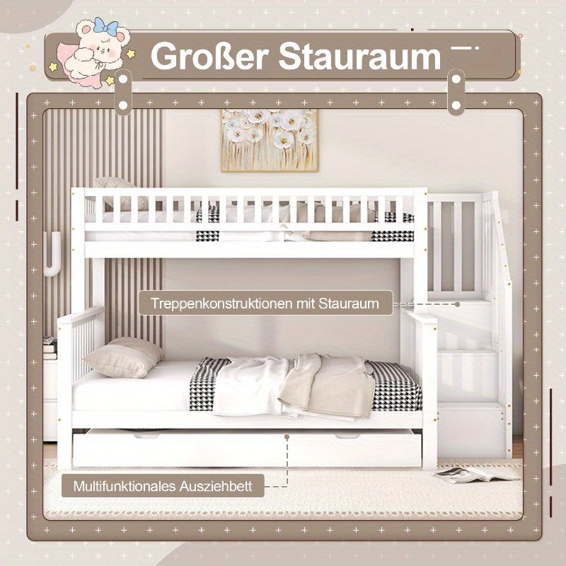 Witte Metaal Hoogslaper – Loftbed – Stapelbed – Stapelbed met Lade – Stalen Bedframe – Twin/Full 90x200 & 140x200cm – Ruimtebesparend Ontwerp – Stevig Metalen Constructie