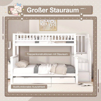 Witte Metaal Hoogslaper – Loftbed – Stapelbed – Stapelbed met Lade – Stalen Bedframe – Twin/Full 90x200 & 140x200cm – Ruimtebesparend Ontwerp – Stevig Metalen Constructie