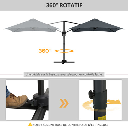 Parasol Vierkant – Zonwering – Tuinparasol – Terrasparasol – Luifel – Kantelbaar – 360° Draaibaar – Aluminium Frame – 3x3 Meter – Donkergrijs