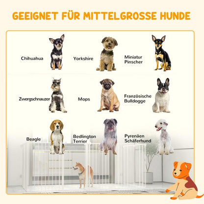 Hondenrennetje – Hondenbench – Hondenkooi – Hondenhek – Speelruimte – Opvouwbaar – 8 Panelen – 90 cm Hoogte – Stevig Staal & Mesh
